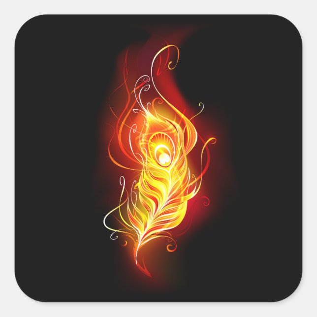 Pegatina Cuadrada Feather Peacock (Anverso)