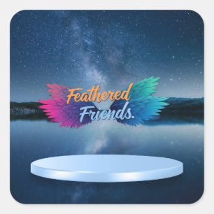 Pegatina Cuadrada Feathered Friends