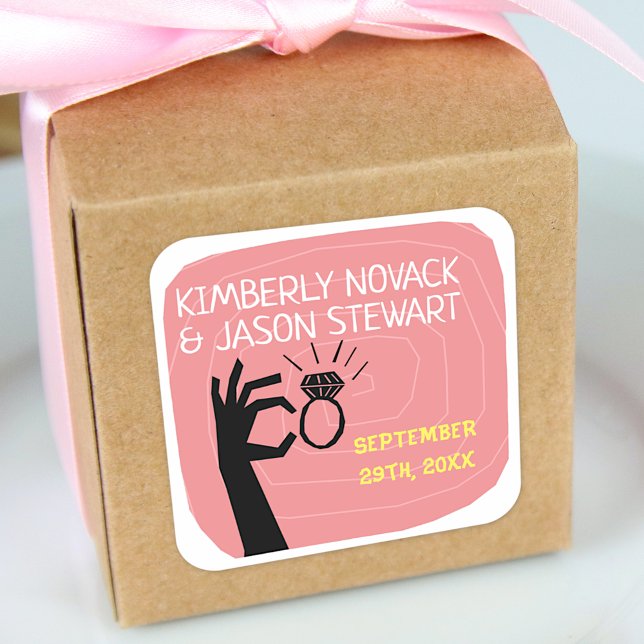 Pegatina Cuadrada Fecha de los nombres modernos de Bodas de mediados (Subido por el creador)