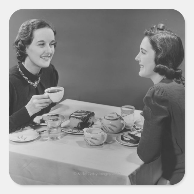 Pegatina Cuadrada Fecha del café (Anverso)