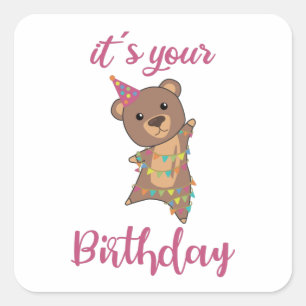 Pegatina Cuadrada Felices Deseos De Cumpleaños Para Que Tengas Anima