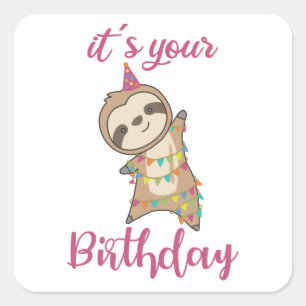 Pegatina Cuadrada Felices Deseos De Cumpleaños Para Ti.