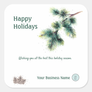Pegatina Cuadrada Felices Fiestas Conferir Tu Nombre De Negocio Logo