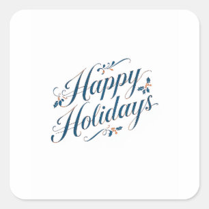 Pegatina Cuadrada Felices Fiestas Feliz Navidad Familia Año Nuevo