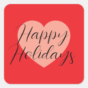 Pegatina Cuadrada Felices Fiestas Feliz Navidad Tiempo de Vacaciones