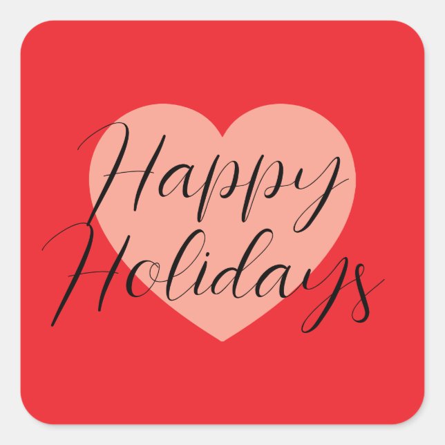 Pegatina Cuadrada Felices Fiestas Feliz Navidad Tiempo de Vacaciones (Anverso)