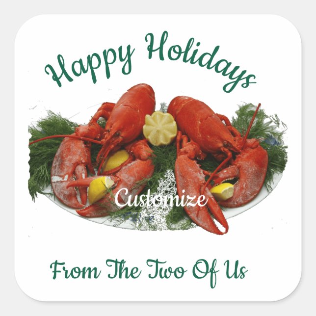 Pegatina Cuadrada Felices fiestas Lobster Dinner Thunder_Cove (Anverso)