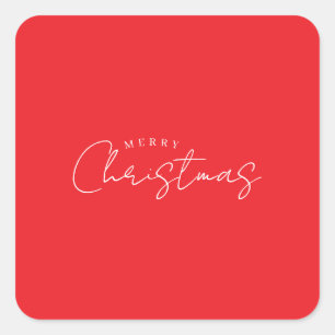 Pegatina Cuadrada Felices Fiestas Navidad Año Nuevo Temporada Rojo