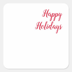 Pegatina Cuadrada Felices fiestas navidad letra roja blanca