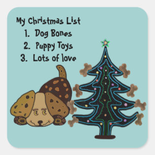 Pegatina Cuadrada Felices Navidades de Cachorros