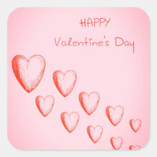 Pegatina Cuadrada Felices Pegatinas del Día de San Valentín