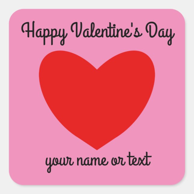 Pegatina Cuadrada Felices Pegatinas del Día de San Valentín (Anverso)