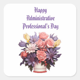 Pegatina Cuadrada Felices profesionales administrativos Gracias tarj