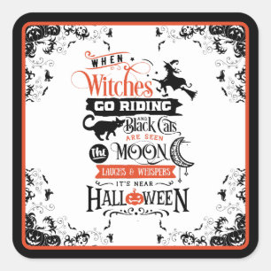 Pegatina Cuadrada Felices Testigos de Halloween