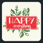 Pegatina Cuadrada Felices todos los Pegatinas de vacaciones<br><div class="desc">Ideal para sellos para sobres,  etiquetas de favores,  etiquetas de regalo y más!</div>