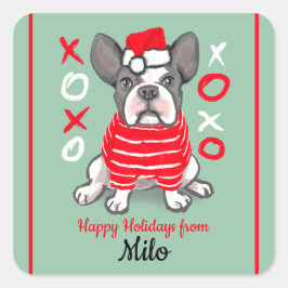 Pegatina Cuadrada Felices vacaciones de tu bulldog francés 20pegatin