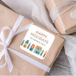 Pegatina Cuadrada Felices vacaciones Pegatinas de invierno