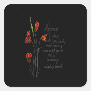 Pegatina Cuadrada Felicidad