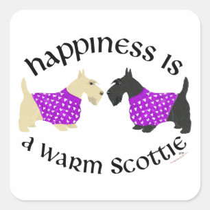 Pegatina Cuadrada Felicidad de Scottie Wheaten y Negro