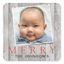 Felicidad Navideña Rústica con Foto Fijada