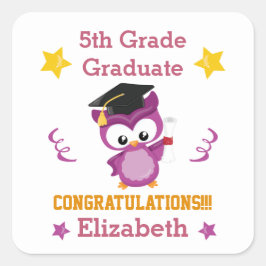 Pegatina Cuadrada Felicidades a los graduados de quinto grado