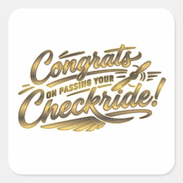 Pegatina Cuadrada Felicidades por pasar tu checkride!