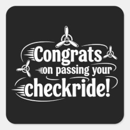 Pegatina Cuadrada Felicidades por pasar tu checkride!
