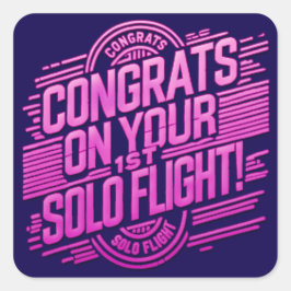 Pegatina Cuadrada Felicidades por tu primer vuelo individual