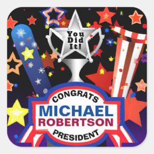 Pegatina Cuadrada Felicitaciones al ganador de la campaña