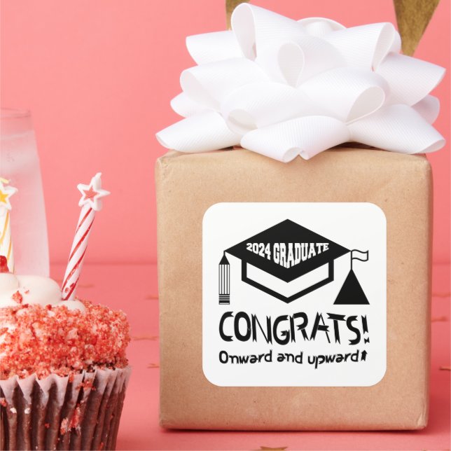 Pegatina Cuadrada ¡Felicitaciones, graduado 2024! (Fiesta)