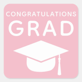 Pegatina Cuadrada Felicitaciones Pegatinas de Grad Pink Graduation