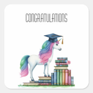Pegatina Cuadrada Felicitaciones por graduarse
