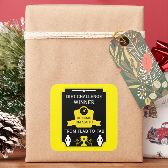 Pegatina Cuadrada Felicitaciones por pérdida de peso (Vacaciones)