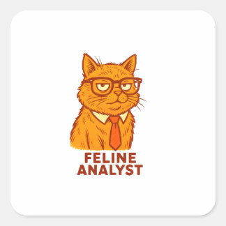 Pegatina Cuadrada Feline Analyst Retro Cat Mug – Cat Lover Gift