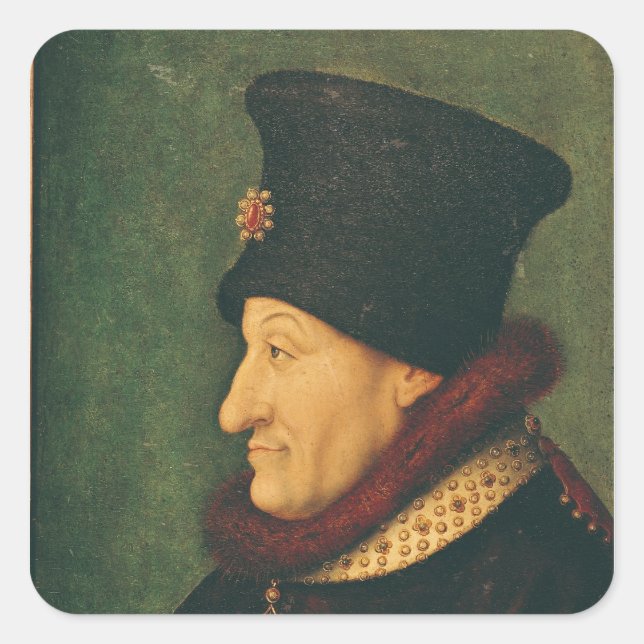 Pegatina Cuadrada Felipe de Francia Duque de Borgoña (Anverso)