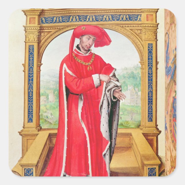 Pegatina Cuadrada Felipe el buen duque de Borgoña (Anverso)