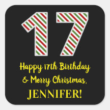 Feliz 17 cumpleaños y Feliz Navidad, nombre person