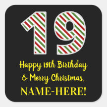 Feliz 19 cumpleaños y Feliz Navidad, nombre person