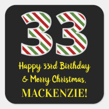 Feliz 33 cumpleaños y Feliz Navidad, nombre person