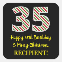 Feliz 35 cumpleaños y Feliz Navidad, nombre person