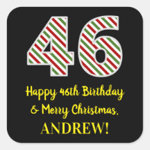 Feliz 46º cumpleaños y Feliz Navidad, nombre perso