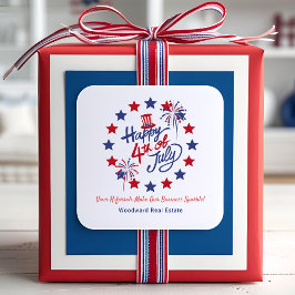 Pegatina Cuadrada Feliz 4 de julio de la espuma de negocios | Bienes