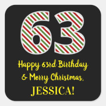 Feliz 63 cumpleaños y Feliz Navidad, nombre person