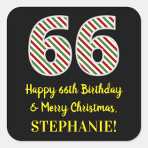 Feliz 66º cumpleaños y Feliz Navidad, nombre perso