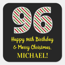 Feliz 96º cumpleaños y Feliz Navidad, nombre perso