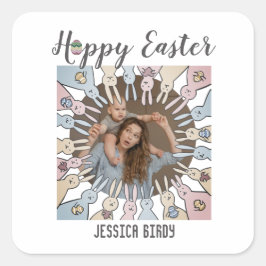 Pegatina Cuadrada Feliz amigo de Pascua, madre de bebé de Pascua y f
