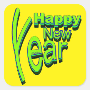 PEGATINA CUADRADA FELIZ AÑO NUEVO