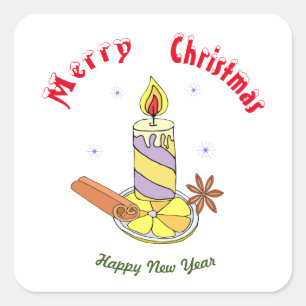 Pegatina Cuadrada Feliz Año Nuevo