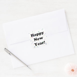 Pegatina Cuadrada Feliz Año Nuevo