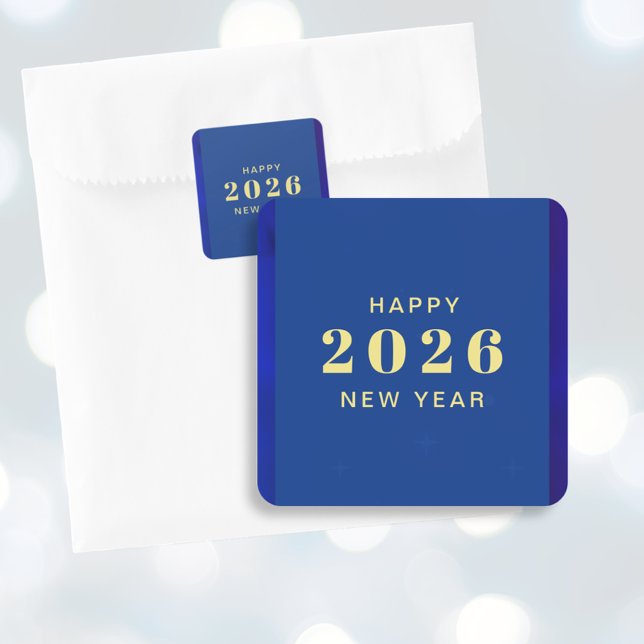 Pegatina Cuadrada Feliz Año Nuevo (Happy New Year Holiday Square Sticker)